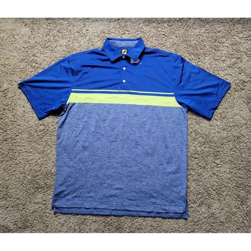 FootJoy ProDry Solid Lisle Golf Polo Shirt Mens XL Midnight Blue Green Colorbloc